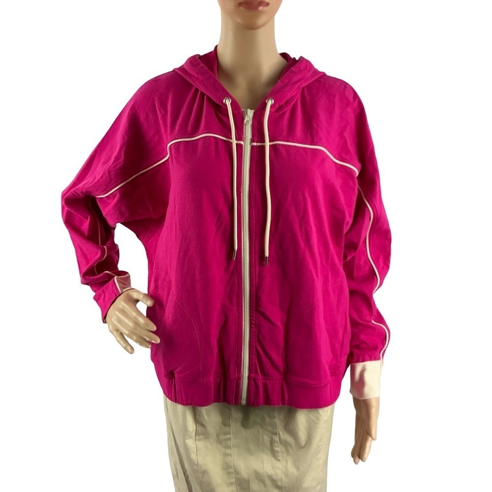 Johnny Was Calme Zip Up Dolman Hoodie Pink Lounge Cozy Size S
